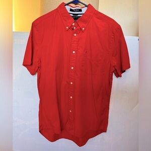 Size large, Tommy Hilfiger, red button, collared shirt